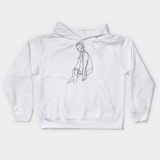 Modern minimal fashion illustration of a woman sitting down Kids Hoodie